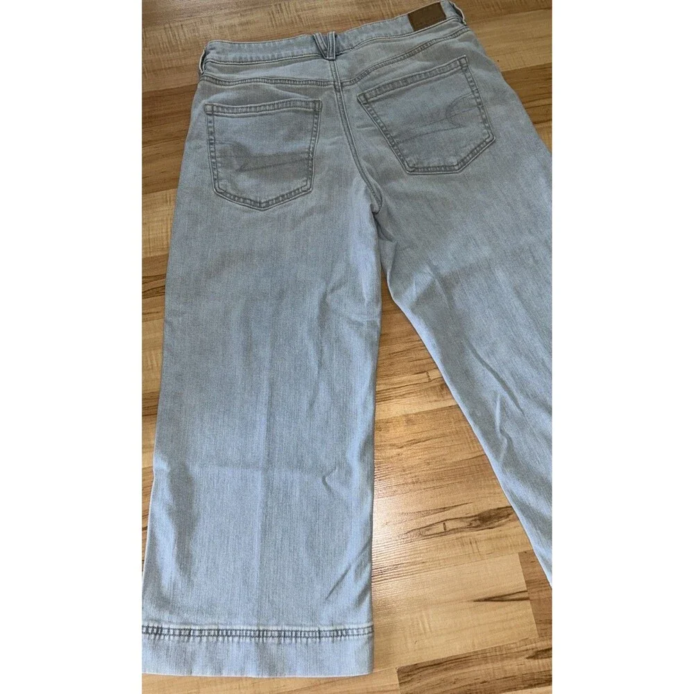 American Eagle Boho Wide Leg Crop Jeans Festival Relaxed Fit Sz 6 X-short 32x25